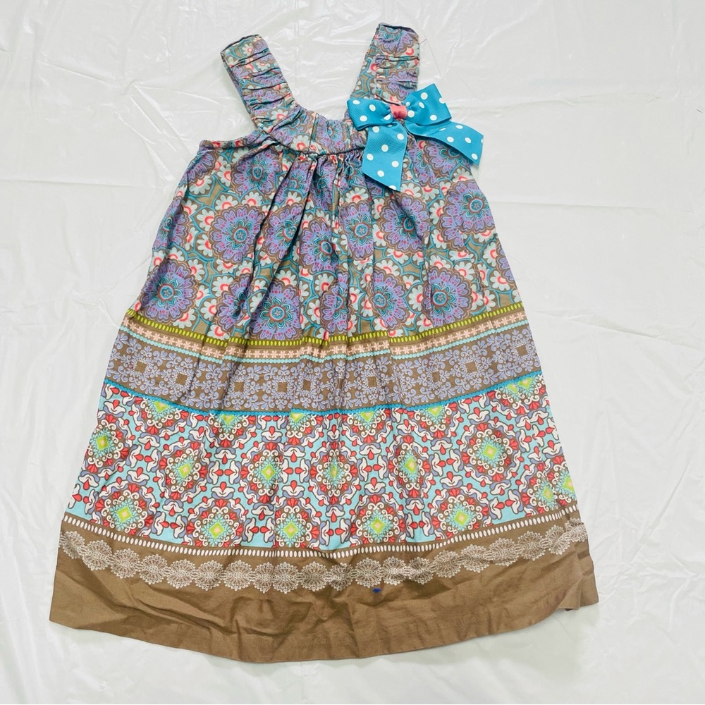 Bonnie Jean Dress Girls 3 Brown Paisley Cottagecore Boho Festival Cottage Summer